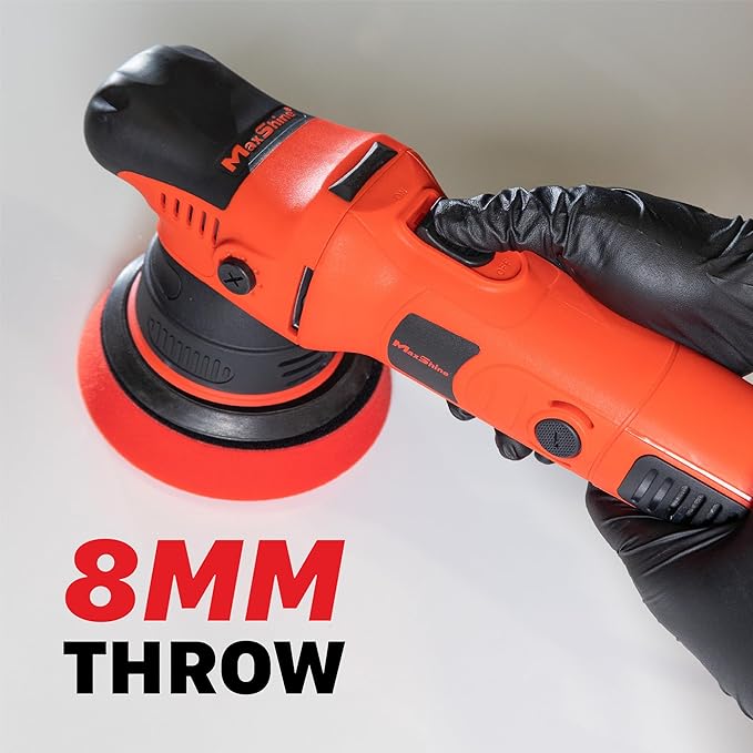 Maxshine M8S V2 Dual Action Polisher Kit | 8mm Throw, 5” Backing Plate, 1000W Motor, 6-Speed | Thread 5/16” | Auto, Boat & Marine Detailing Tool for Paint Correction, Swirl & Scratch Removal