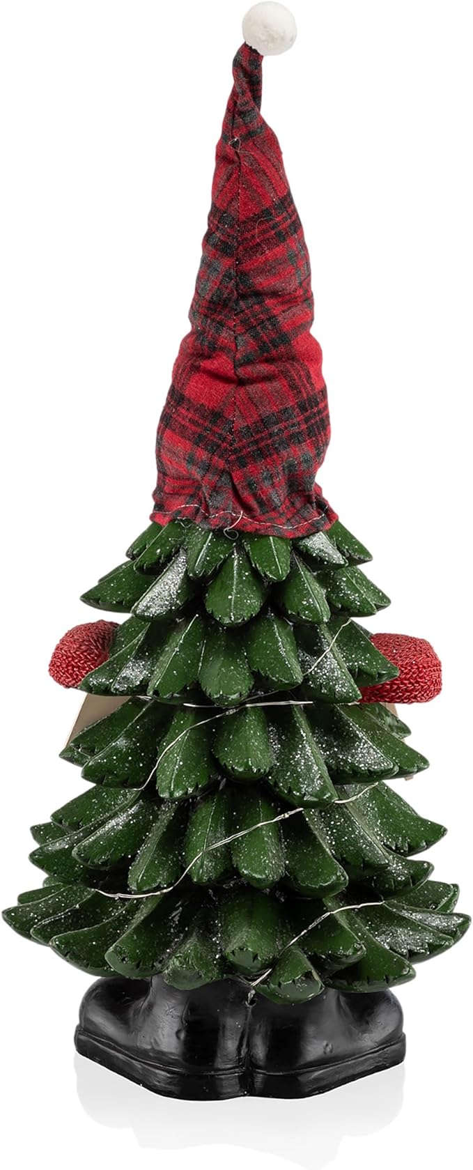 Alpine Corporation 28" Tall Christmas Tree Cheer Gnome Holiday Decoration with 20 Color Changing LED Lights, Multicolor