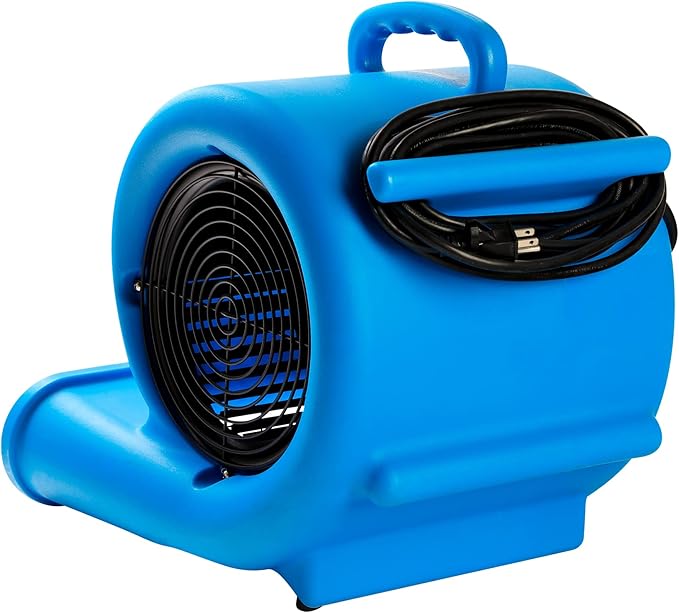 MOUNTO 1/3 HP 2000 CFM Air Mover for Water Damage Restoration – Heavy-Duty Carpet Dryer & Floor Blower Fan with 3 Speeds, Dual GFCI Outlets & 25ft Power Cord
