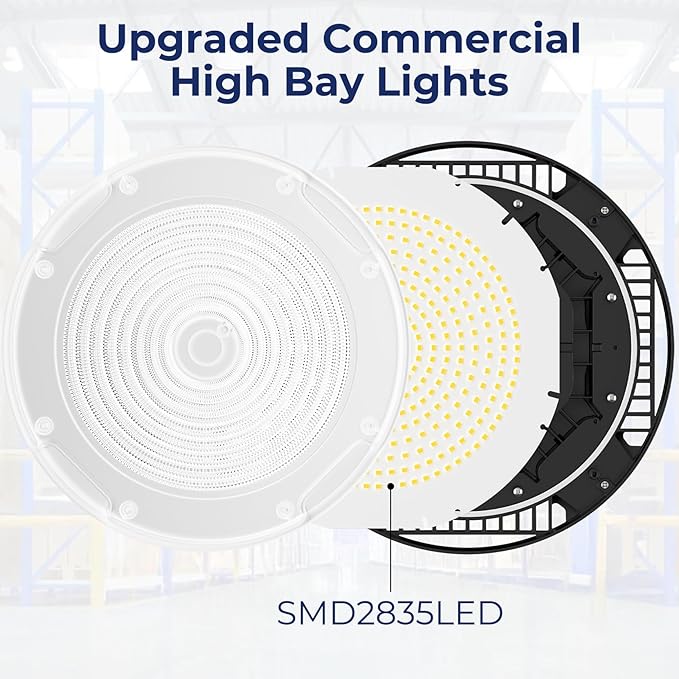 CINOTON 210W UFO LED High Bay Light, Aluminum LED Shop Lights with 31500LM, 5000K Commercial Bay Lighting for Warehouse Garage Workshop Factory, 6' Cable & Safety Rope, ETL Listed 1 Pack