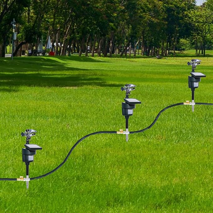 Lawn Solar Motion Sensor Water Sprinkler Motion Activated Sprinkler Cat to Deter Animals Rabbits, Birds, Dogs Repellent Outdoor Yard Motion Sensor