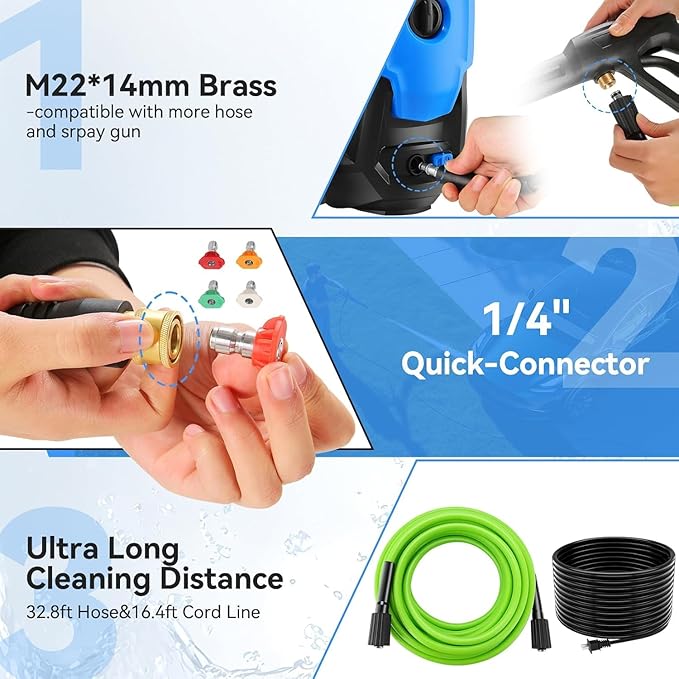 5000PSI Pressure Cleaner, 2025 4.0 GPM High Power Cleaner Machine, with Adjustable Nozzle and Soap Bottle for Cars/Fences/Driveways/Home/Patios (Light Blue)