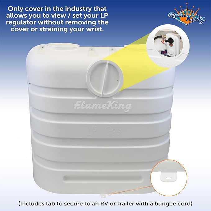 Flame King Dual 30LB LP Propane Tank Light Plastic Heavy Duty Cover for RV, Travel Trailer, Camper - White