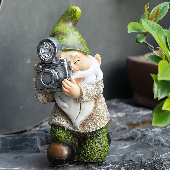 Garden Gnomes Decorations for Yard - Garden Gnome Solar Statue Funny Outdoor Decor for Yard,Patio,Lawn,Unique Housewarming Gifts