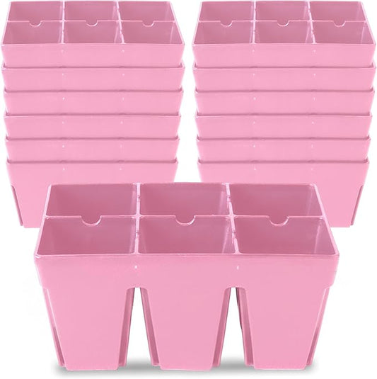 Epic Gardening Reusable Seed Starter Tray - 6 Cell/12 Seedling Starter Trays - Easy Watering, Indoor Greenhouse, Plant Starter, Gardener-Friendly for Seedlings | UV-Treated & BPA-Free - Pink