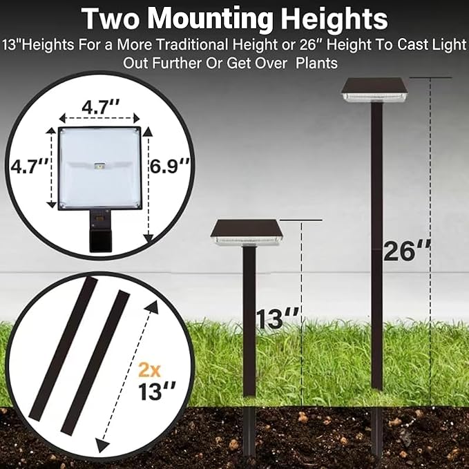 Bobcat Solar Pathway LED Lights Super Bright 300 lumens with 2-in-1 Warm White and Daylight Modes, Dark Brown Solar Lights Outdoor Waterproof for Path, Sidewalk, Driveway or Walk Way Light(4 Pack)