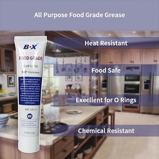 Multi-Purpose Greese 4oz Food Grade White Lithium Grease Tube Synthetic Lubricant Plumbers Grease for Valve, Faucet, O Rings