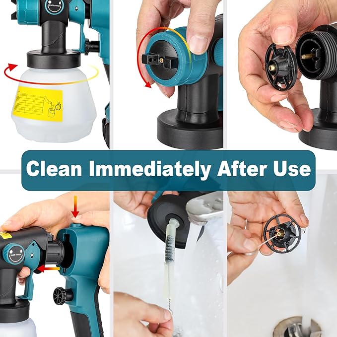 YEX-BUR Cordless Paint Sprayer for Makita 18V Battery, Handheld HVLP Spray Gun for Furniture Fence Cars Walls DIY Works House Painting(Battery Not Included)
