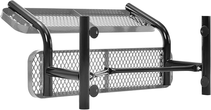 Global Industrial 4'L Heavy Duty Expanded Metal Mesh Bench with Backrest with Steel Frame, Portable Outdoor Bench, 1000 lbs Capacity, Gray, 48" L x 24" W x 33" H