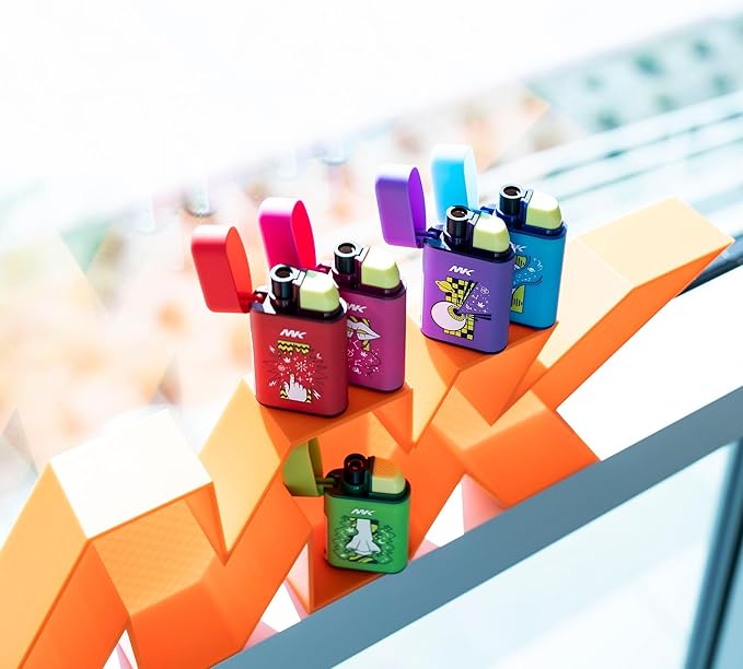 MK Lighter 5-Pack Torch Flame Pocket Lighters, Refillable and Multipurpose, Ideal for Candles, BBQ, Camping, and Everyday Use (Senses-5PC)