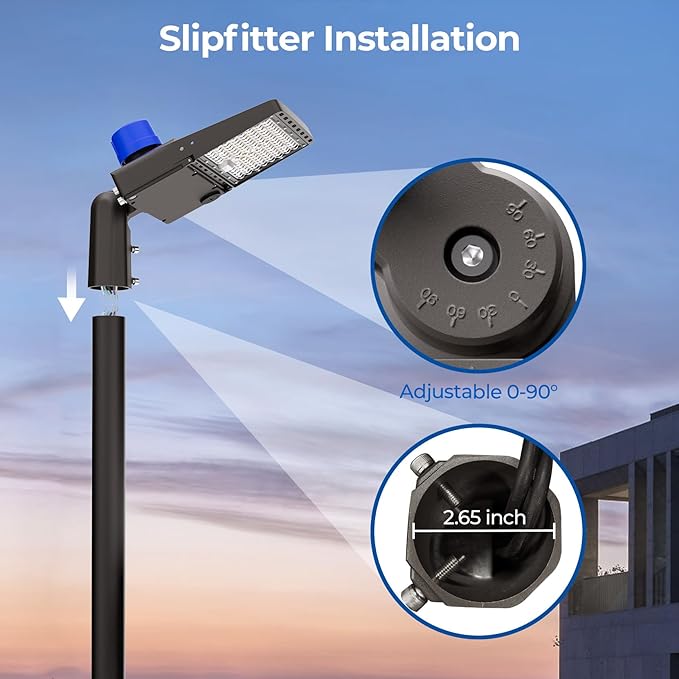 CINOTON LED Parking Lot Light - 32000LM 200W UL Listed - 0-10V Dim Dusk to Dawn - IP65 Adjustable Slipfitter Mount Outdoor Security Lighting for Yard Street Court Stadium Driveways, 5000K, 100-277V