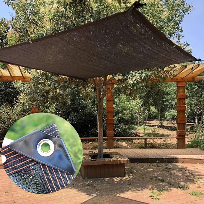 winemana 70% Black Shade Cloth, 12 x 10 FT Durable Mesh Tarp with Grommets, Resistant Garden Sun Shade Netting with Taped Edge for Plant Cover, Greenhouse, Patio, Tomatoes, Chicken Coop, Barn Kennel