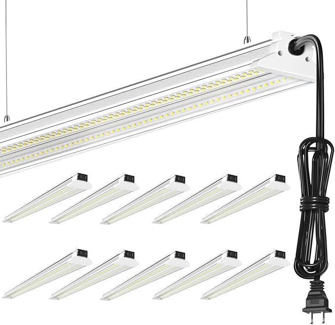 Super Bright Upgrade 60W 4' LED Shop Lights 4FT 6 Pack| 9000LM 5000K 48 inch Linkable Ceiling Lighting LED Garage Lights With Plug in For Garage Lighting,Barns,Attics,Utility Room,Shed,Tool Room