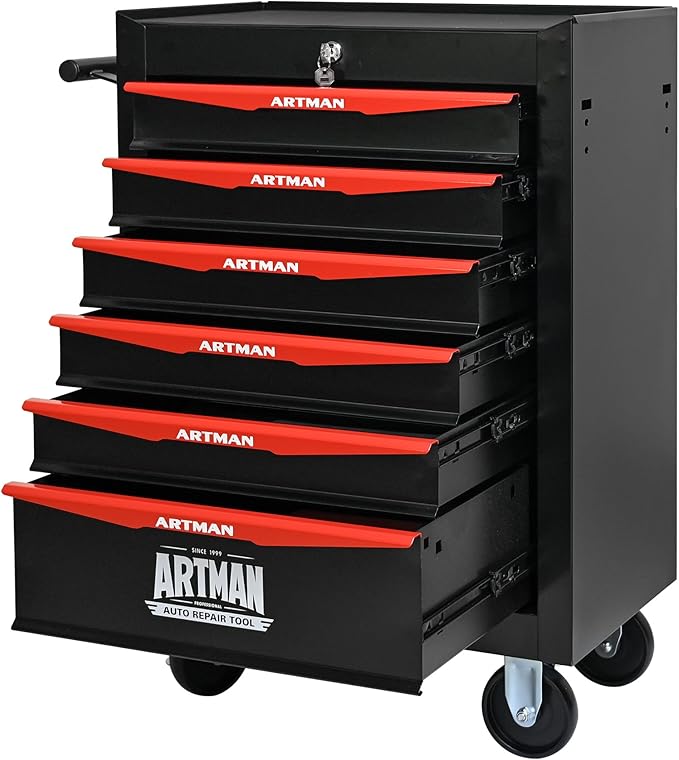 6 Drawers Tool Cart on Wheels, Multifunctional Rolling Tool Storage Chest, Drawers Rolling Trolley Organizer Tool Box for Warehouse, Garage, Workshop, Repair Shop (6 Drawers-30.5" H)