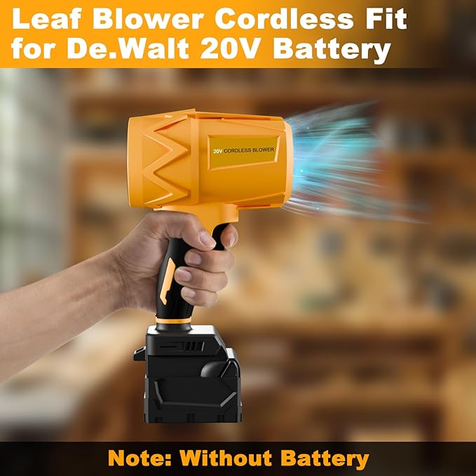 Small Handheld Leaf Blower Cordless Fit for De.Walt, 125-MPH 430-CFM, Battery Powered Blower, for Lawn Care/Patio Cleaning (No Battery)