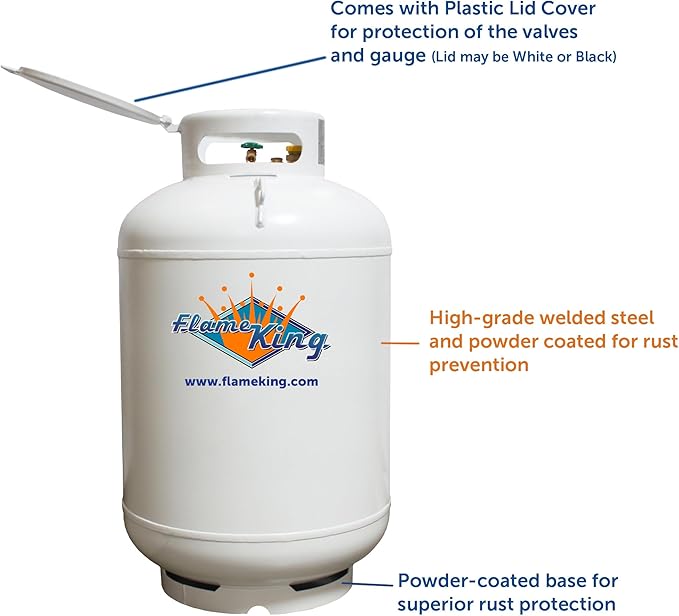 Flame King YSN420ASME 420LB (120 Gallon) ASME Vertical Steel Propane Tank, White