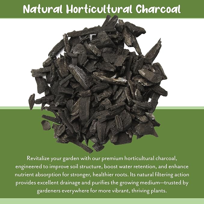 Soil Sunrise Horticultural Charcoal for Indoor Plants (4 Quarts) Hardwood Soil Additive for Orchids, Terrariums, and Gardening