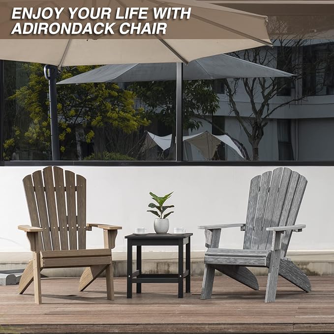 Adirondack Chair Outdoor, Oversized Patio Chair Poly Lumber, Weather Resistant & Heavy Duty, Fire Pits Chair for Porch, Poolside, Lawn, Backyard and Garden, 350lbs Capacity (Light Brown)
