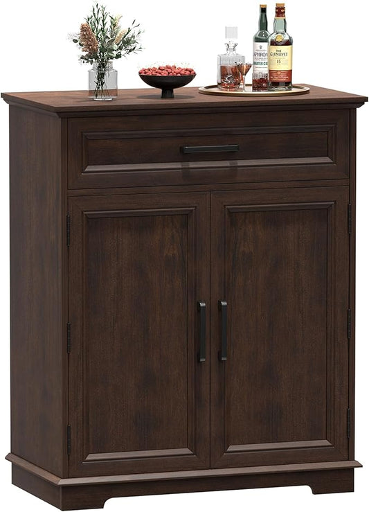 Kitchen Storage Cabinet with Drawer, Buffet Cabinet with Storable Door, Modern Floor Sideboard, for Living Room, Entryway,Cherry