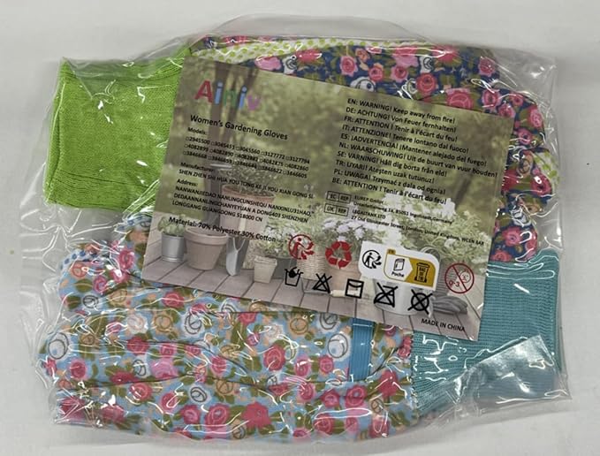 Ainiv Floral Gardening Gloves for Women/Ladies, Non-Slip Garden Work Gloves,Breathable Yard Work Glove Light Working Gloves