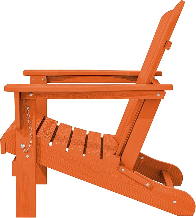 KINGYES Folding Adirondack Chair Set of 4, HDPE All-Weather Folding Adirondack Chair, Orange