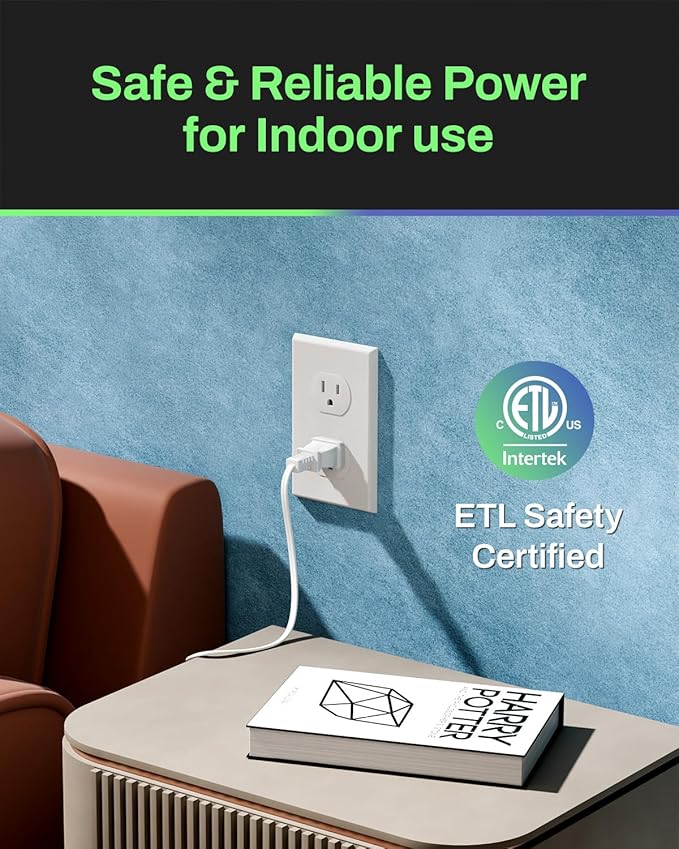 BN-LINK 3-Outlet Indoor Extension Cord, 6/9/12 ft Variety 3-Pack, 16/2 SPT-2, 2 Prong Polarized Plug, White Household Power Cord for Home, Office & Holiday Decorations
