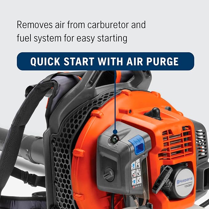 Husqvarna 150BT Gas Leaf Blower, 51-cc 2.16-HP 2-Cycle Backpack Leaf Blower, 765-CFM, 270-MPH, 22-N Powerful Clearing Performance and Ergonomic Harness System, 970466901