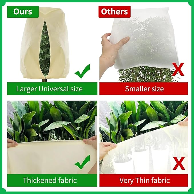 2-Piece Plant Covers Freeze Protection,Winter Tree and Shrub Frost Protection Blanket, Reusable Garden Plant Cover, 31.4 x 39.3 Inches.