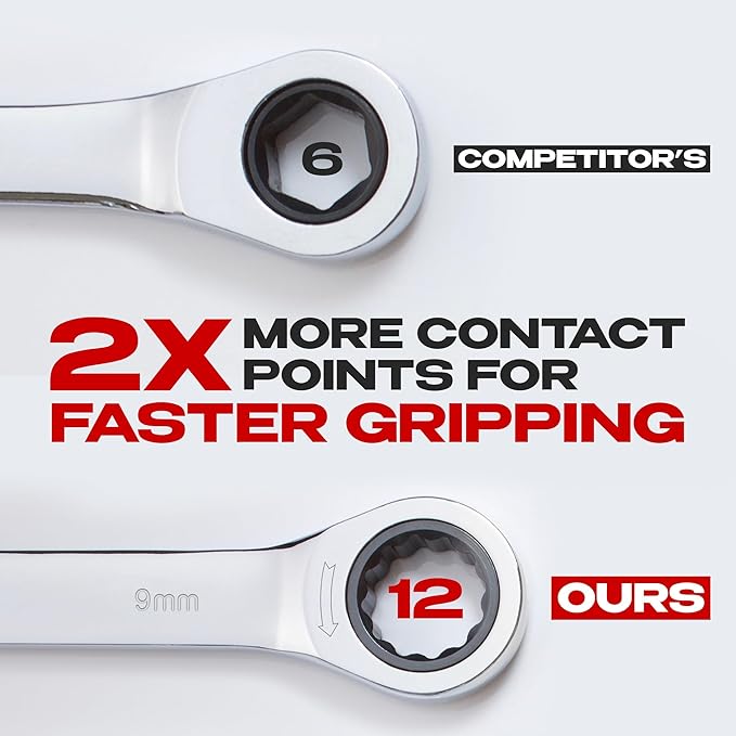 Jaeger 9 mm Ratchet Combination Wrench with Precision Movement and Hardened, Polished Steel for Projects with Metric Tight Spaces
