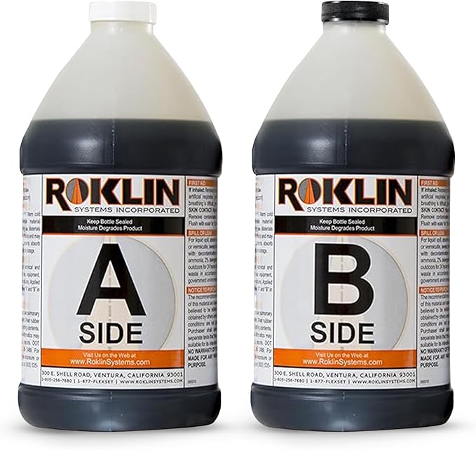 Roklin Systems, Inc. - PolyFlex DS Concrete Crack Filler, Quick-Drying Asphalt Crack Sealer, Floor/Wall Repair Patch Kit Essential, 10 gallons (5 gallons x 2 - Side A & B), Black