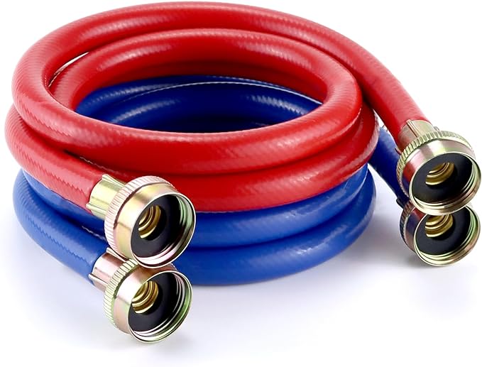 Washer Hoses 4FT,Rubber Washing Machine Hoses 3/4 Washer Machine Hoses 2 packs,Burst Proof Water Supply Lines for Hot and Cold Washer Water Hoses,Universal for All Standard Wash Machines-by MIFLUS