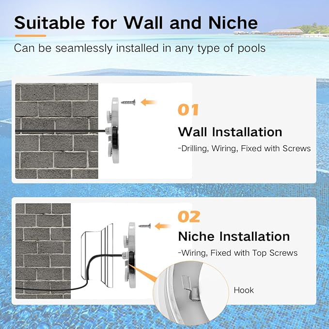 Large LED Pool Lights Multicolor IP68 Swimming Inground Pools RGB Stainless Steel Color Changing Underwater for Wet Niche, APP Control & Remote Control, Easy Install (6''-RGB-30W, 100FT)