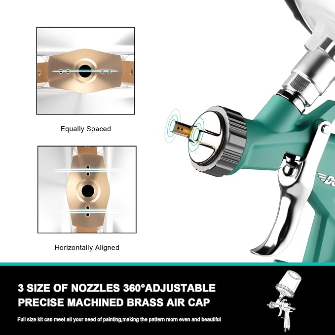 LVLP Air Spray Gun with 1.3/1.5/1.7mm Nozzles & Air Regulator, R500 Paint Guns Automotive, Car Paint Gun Sprayer, Paint Gun for House Painting, Car, Furniture, Varnish and Top Coat