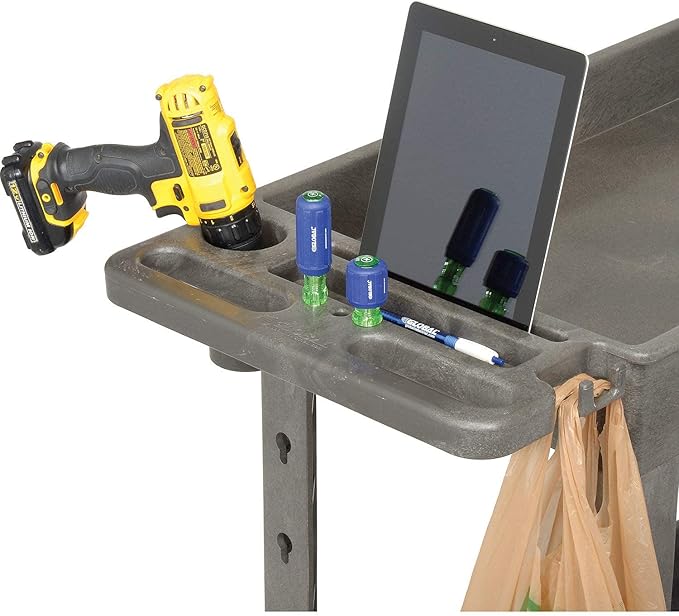 Global Industrial Plastic 2 Shelf Tray Service & Utility Cart, 38” x 17-1/2”, 5" Rubber Casters