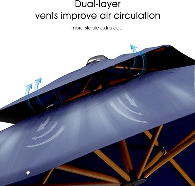 PURPLE LEAF Patio Umbrella with Base Outdoor Square Umbrella Large Cantilever Umbrella Windproof Offset Umbrella Heavy Duty Sun Umbrella for Garden Deck Pool Patio, 9ft Navy Blue