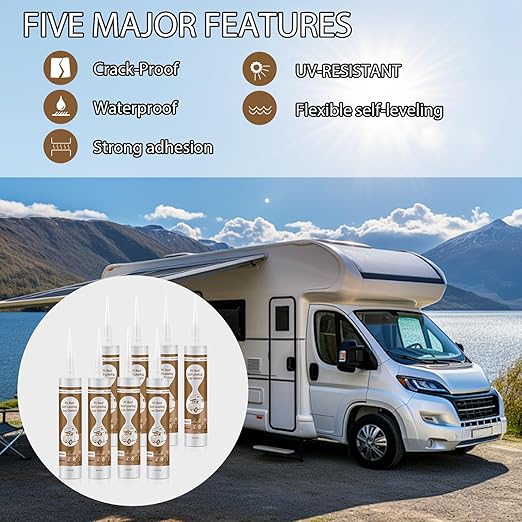 RV Roof Lap Sealant Self-Leveling, 8 Pack RV Roof Sealant White, Camper roof sealant,RV Caulk Professional Repair Trailer, Camper, Provides a Good Seal and Effective UV Protection