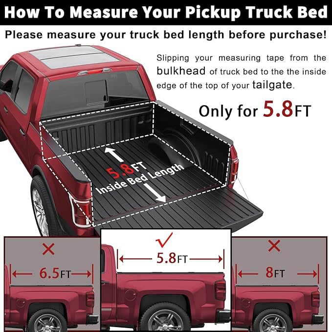 Hard Quad Fold Aluminum Truck Bed Tonneau Cover Compatible for 2007-2013 Chevy Silverado/GMC Sierra 1500 Fleetside 4-Fold 5.8FT 69.3 Inch