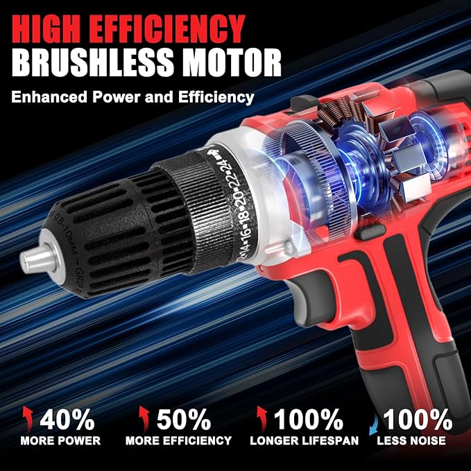 GardenJoy 20v Cordless Drill Set, Power Electric Kit Battery With Charger 30Nm 2-Speed 3/8" Keyless Chuck 24+1 Position Drill Driver screwdriver Bits with LED Electric Work Light for DIY