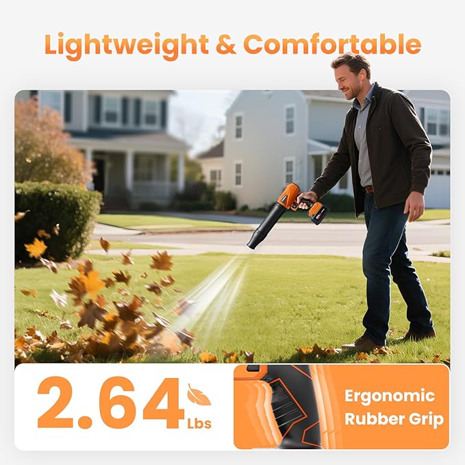 Leaf Blower Cordless, 48V Dual Batteries, 30000 RPM Turbo Jet Blower with Extended Nozzles, Premium Lightweight Handheld Set for Lawn Care, Leaf/Car/Snow/Dust Cleaning in Patio & Yard