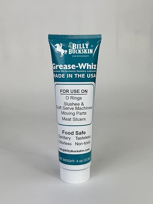 Grease-Whiz Food Grade Grease Lubricant 1oz - Lubricate Ice Cream, Slushee Machine, Beer Kegs, Pools, O Rings - Food Grade Lubricant for Commercial & Domestic Use by Billy Buckskin