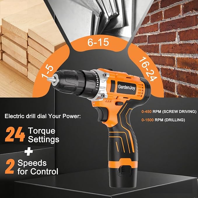 12V Cordless Electric Drill Driver Set, Powerful Lightweight Portable Rechargeable Screwdriver 42pcs Accessories,2-Speed, 24+1 Position for Wood/Wall Drilling & Screw Driving, Home DIY Tool woman man