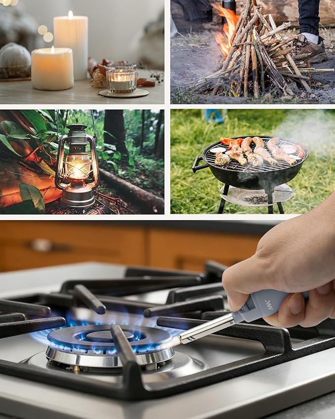 MK Candle Lighter, Butane Refillable Wind-Resistant Flame, 5-Pack for BBQ, Camping, Outdoor Use (Pastel-5pc)