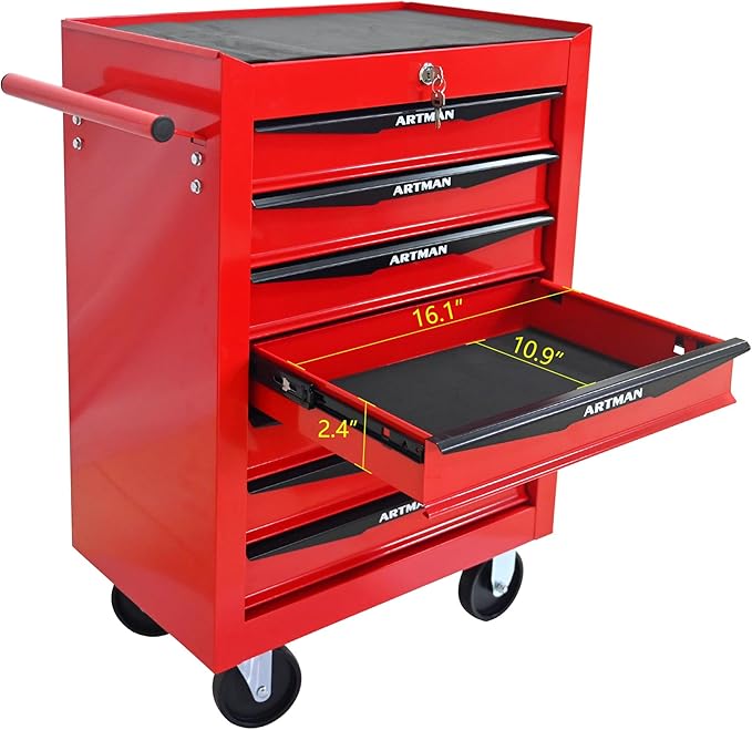 7 Drawers Rolling Tool Box on Wheels, Multifunctional Tool Cart, Drawers Rolling Trolley Organizer Tool Storage Chest for Warehouse,Garage,Workshop,Repair Shop (7 Drawers-30.5" H)