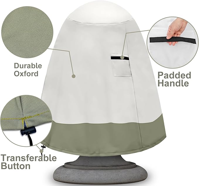 Fountain Cover（48"x68"） 600D Oxford Cloth Garden Fountain Statue Protective Cover, Fountain Protector with Drawstring Weather Resistant for Winter Outdoor Patio Fountain (48"x68"- khaki)