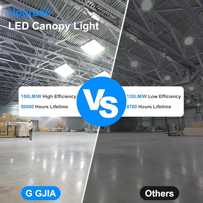 LED Canopy Light 60W, 9000LM LED Canopy Lights Outdoor, 5000K Daylight Square Canopy Gas Station Light for Carport Shop Garage Warehouse Porch Hotel Building Entrances UL Listed, 4 Pack