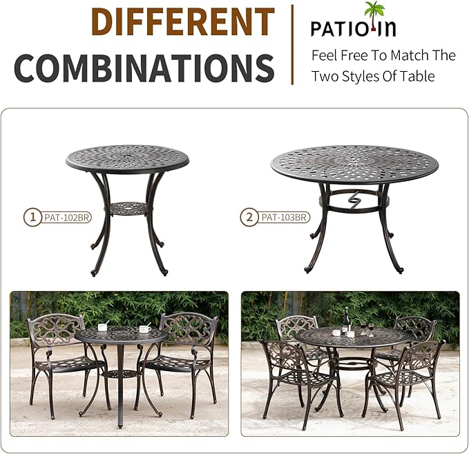 Bistro Patio Chairs Set of 4 Cast Aluminum Outdoor Bistro Chairs with Armrest,Patio Furniture Set Metal Outdoor Patio Dining Chairs for Backyard,Garden,Bronze