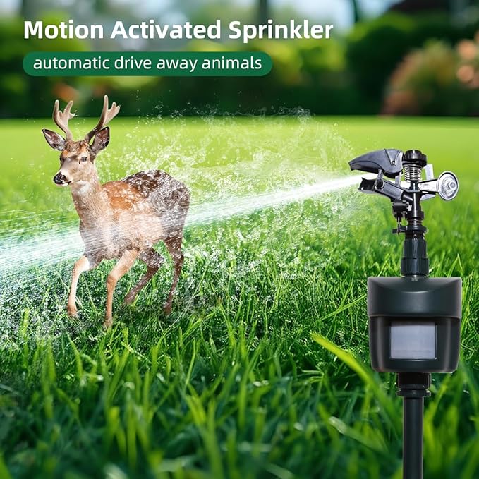 Motion Activated Sprinkler with Day & Night Detection Modes Repellent Detector for Garden Outdoor Waterproof