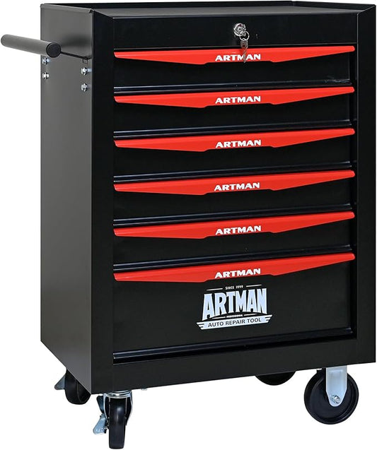 6 Drawers Tool Cart on Wheels, Multifunctional Rolling Tool Storage Chest, Drawers Rolling Trolley Organizer Tool Box for Warehouse, Garage, Workshop, Repair Shop (6 Drawers-30.5" H)