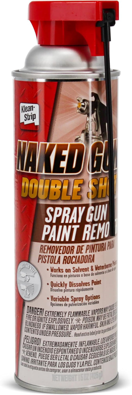 KLEAN-STRIP Naked Gun Paint Remover for Spray Guns, Powerful Solvent & Waterborne Paint Gun Cleaner, 15 Ounce Aerosol