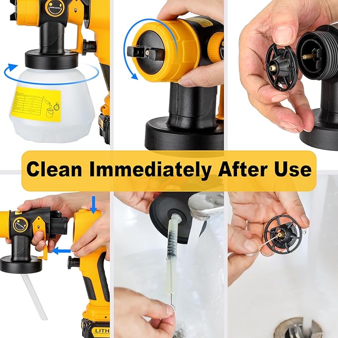 YEX-BUR Cordless Paint Sprayer for Dewalt 20v Battery, Spray Gun, 200W Paint Sprayer for Home Interior and Exterior, House Painting(Battery Not Included)